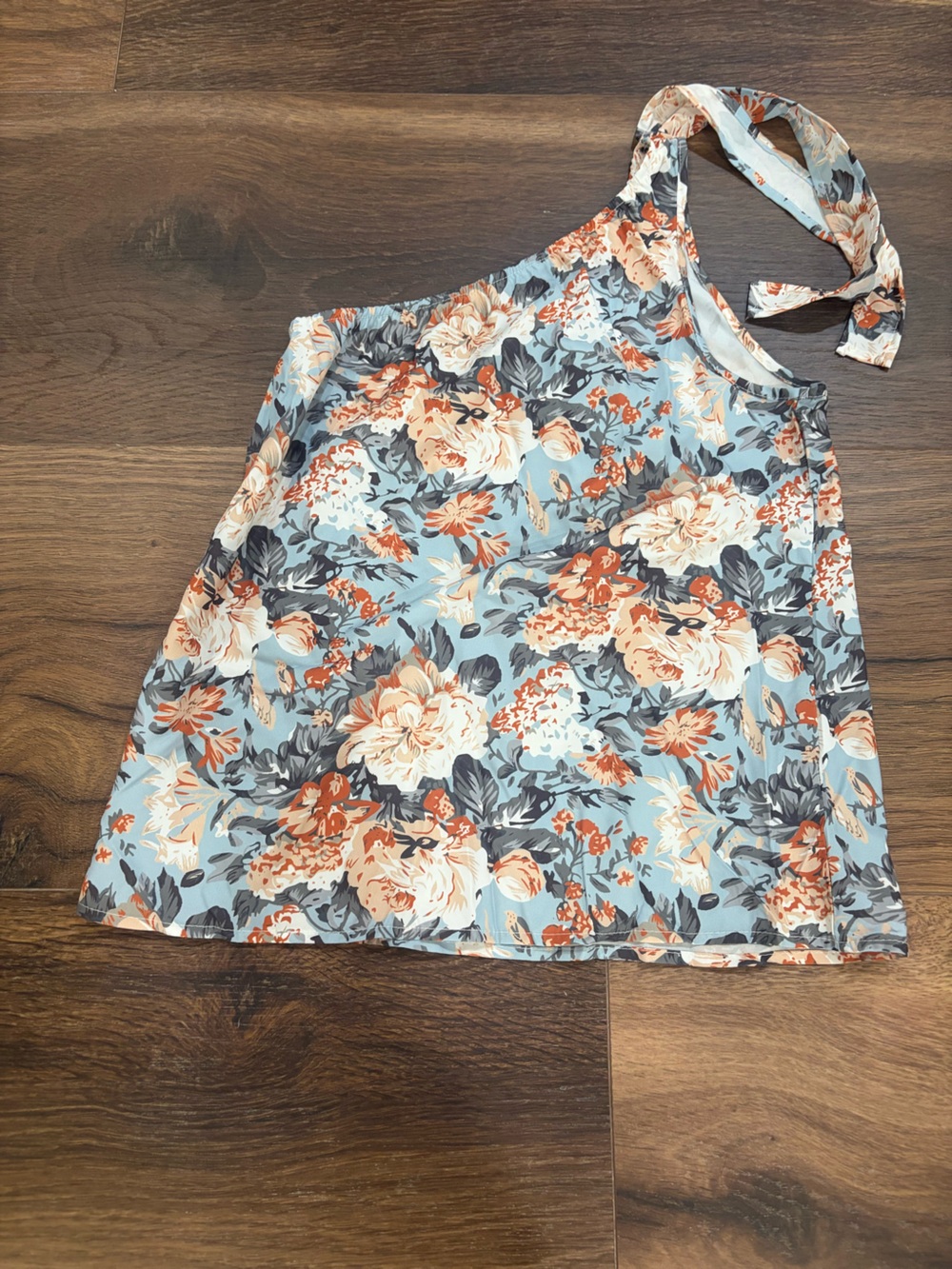 Blue Floral one shoulder top